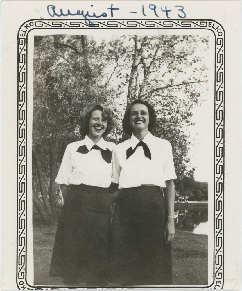 Marietta Duvalle Nelson and friend in WAVES uniform, August 1943